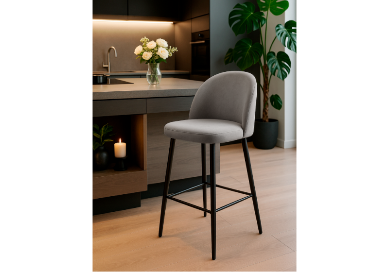 Барный стул Амизуре темно-серый / черный матовый (48x53x95)