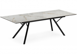 Керамический стол Ворен 180(240)x90 calacatta gold / черный (90x77)