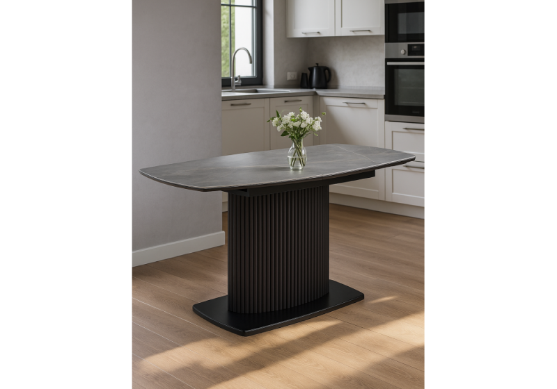 Керамический стол Фестер 140(180)х80 larka grey / черный (80x76)