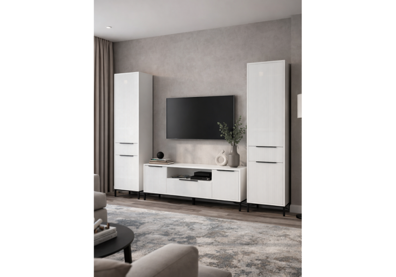 Готовая гостиная Иадама белый / белый глянец комплектация 9 (275x40,3x196)